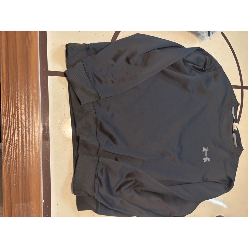 Under Armour Mens XL Black Loose Fit Fleece Crewneck Sweatshirt Pullover Logo